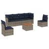 vidaXL 7-delige Loungeset met kussens poly rattan grijs