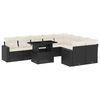 vidaXL 10-delige Loungeset met kussens poly rattan zwart