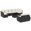 vidaXL 10-delige Loungeset met kussens poly rattan zwart