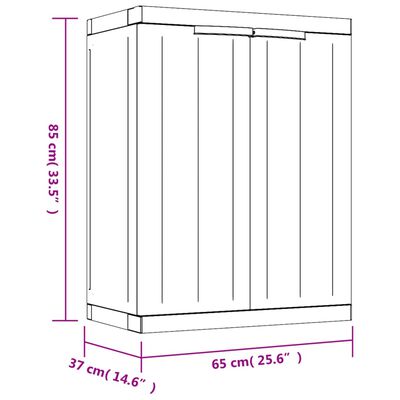 vidaXL Tuinkast 65x37x85 cm polypropeen grijs en zwart