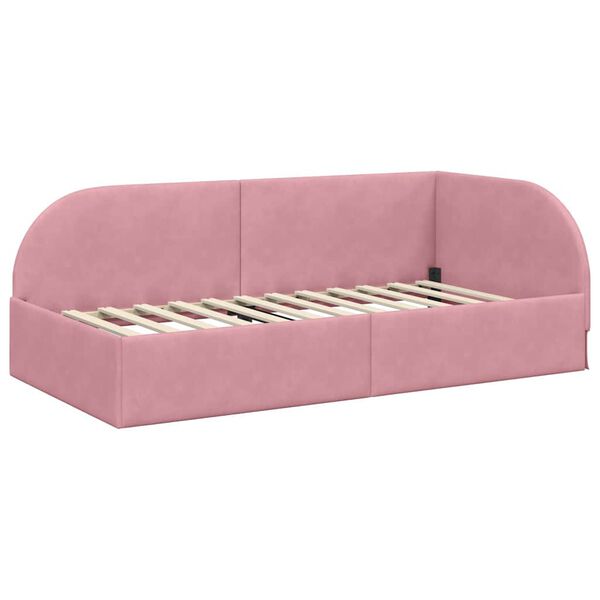 vidaXL Hoekbedframe Roze 100 cm x 200 cm Polyester en multiplex