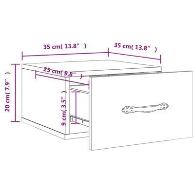 vidaXL Nachtkastjes 2 st wandgemonteerd 35x35x20 cm betongrijs