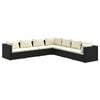 vidaXL 7-delige Loungeset met kussens poly rattan zwart