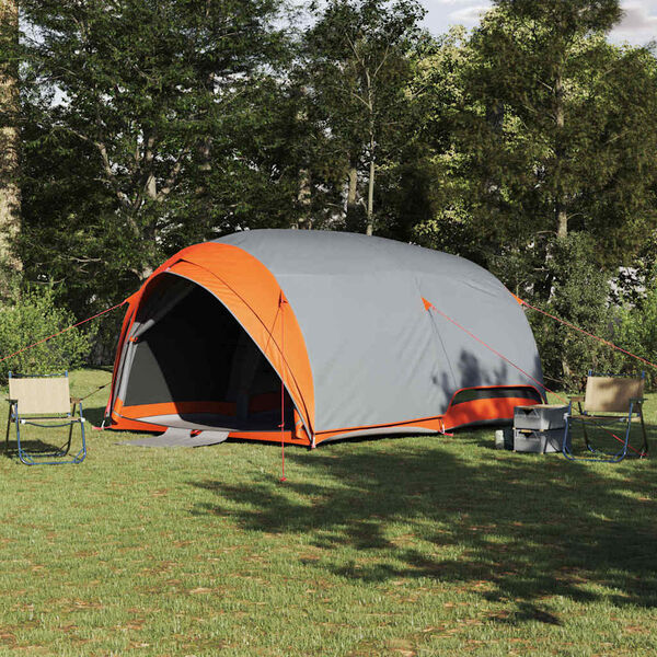 vidaXL Tunnel tent met dak Grijs en Oranje 410 x 285 x 198 cm taft
