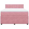 vidaXL Boxspring met matras fluweel roze 160x200 cm