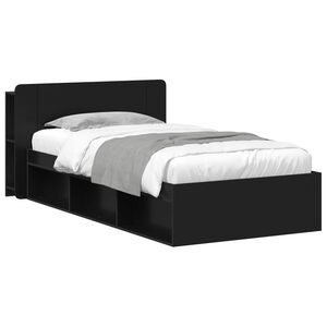 vidaXL Bedframe met opslag Zwart 75 x 190 cm Bewerkt hout