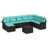 vidaXL Tuin Sofa Set met kussen met opslag 9 pcs Zwart Poly riet