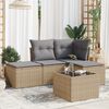 vidaXL 5-delige Loungeset met kussens poly rattan beige