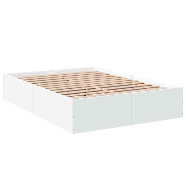 vidaXL Bedframe massief hout wit 140x190 cm
