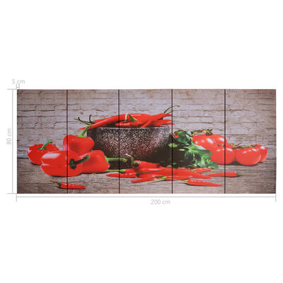 vidaXL Wandprintset paprika 200x80 cm canvas meerkleurig