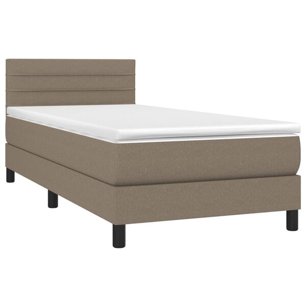 vidaXL Boxspring met matras en LED stof taupe 100x200 cm