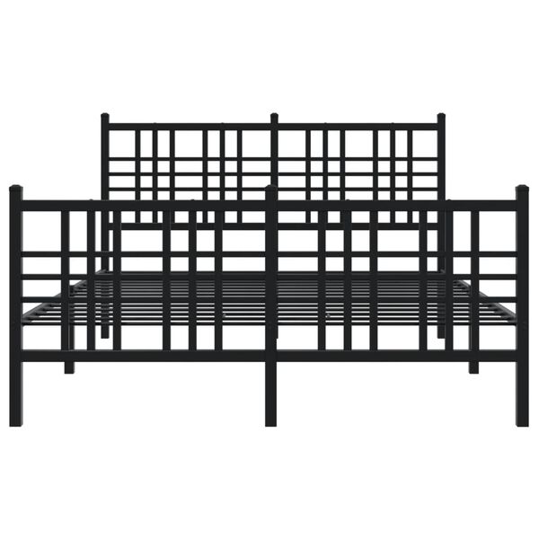 vidaXL Bedframe met hoofd- en voeteneinde metaal zwart 120x190 cm