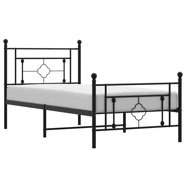 vidaXL Bedframe met hoofd- en voeteneinde metaal zwart 100x200 cm
