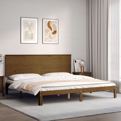 vidaXL Bedframe met hoofdbord massief hout honingbruin 200x200 cm