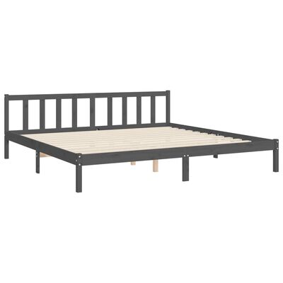 vidaXL Bedframe met hoofdbord massief hout grijs 200x200 cm