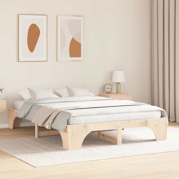 vidaXL Bedframe Naturel 160 x 200 cm Massief grenenhout