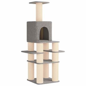 vidaXL Kattenboom met sisal krabpalen Lichtgrijs 180 cm