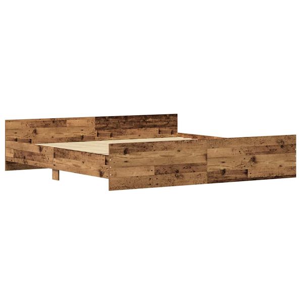 vidaXL Bedframe met hoofdeinde Oud Hout 203 x 203 x 50 cm Bewerkt hout