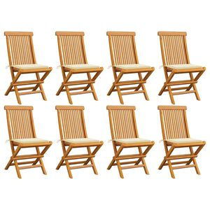 vidaXL Inklapbare stoelen 8 st met cr&egrave;mekleurige kussens