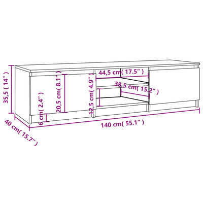 vidaXL Tv-meubel 140x40x35,5 cm bewerkt hout bruineikenkleurig