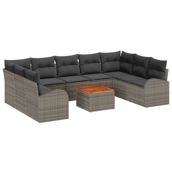 vidaXL Tuin Sofa Set met kussen 10 pcs Grijs Poly riet