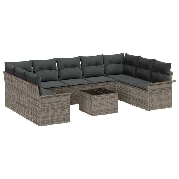 vidaXL Tuin Sofa Set met opslag 10 pcs Zwart poly rattan