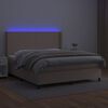 vidaXL Boxspring met matras en LED kunstleer cappuccinokleur 160x200cm