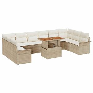 vidaXL Tuinbankenset met kussen 11 pcs Beige en Cr&egrave;me poly rattan
