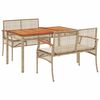 vidaXL 3-delige Tuinset met kussens poly rattan beige