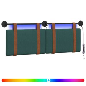 vidaXL Hangend hoofdbord Met LED-verlichting Donkergroen Antiek PU