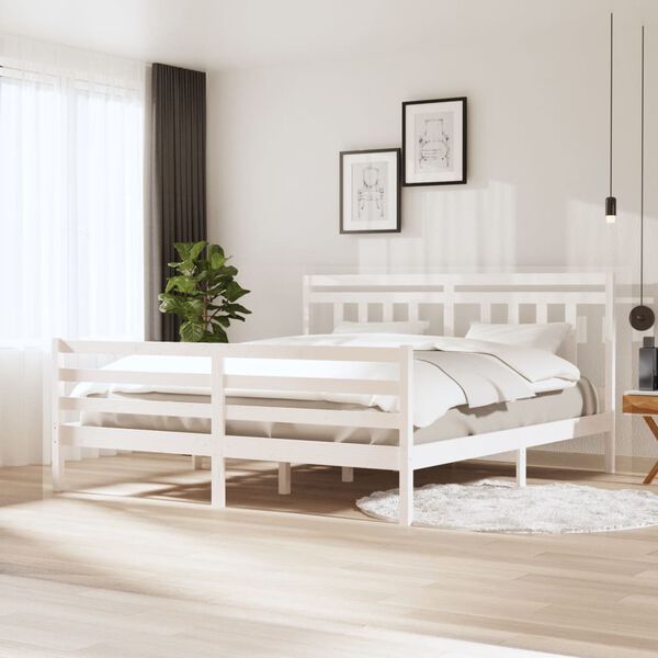 vidaXL Bedframe massief hout wit 180x200 cm