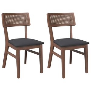 vidaXL Eetkamerstoelen met kussens 2 st massief hout rubber bruin