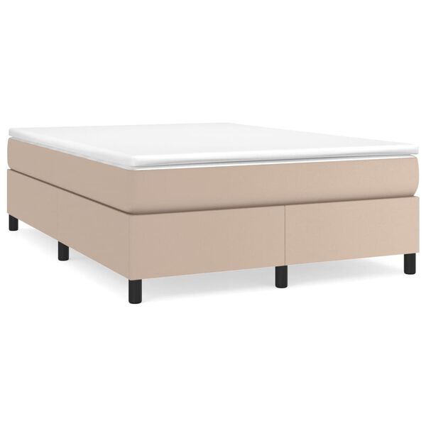 vidaXL Boxspring met matras kunstleer cappuccinokleurig 140x190 cm