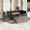 vidaXL 9-delige Loungeset met kussens poly rattan grijs