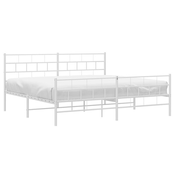vidaXL Bedframe met hoofd- en voeteneinde metaal wit 180x200 cm