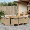 vidaXL 11-delige Tuinset met kussens poly rattan beige