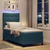 vidaXL LED Box Spring Bed met matras Donkerblauw 80 x 200 cm Stof