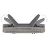vidaXL Ligbed met kussens 2-persoons poly rattan grijs