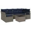 vidaXL Bankstel 7 pcs Grijs en Blauw poly rattan
