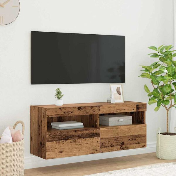 vidaXL TV Wandkast Oud Hout 100 x 30 x 40 cm Bewerkt hout