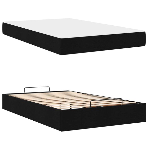 vidaXL Bedframe met matras met matras 2 pcs Zwart Stof