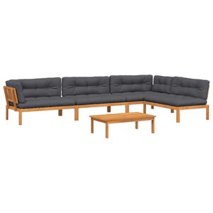 vidaXL 5-delige Loungeset pallet met kussens massief acaciahout