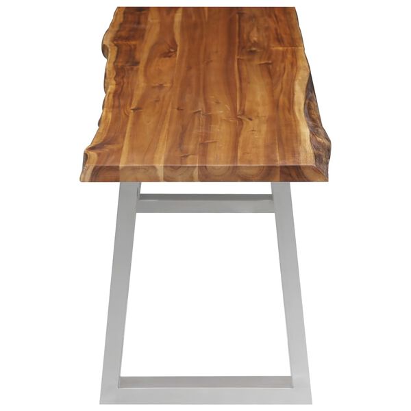 vidaXL Bankje 160 cm massief acaciahout en roestvrij staal