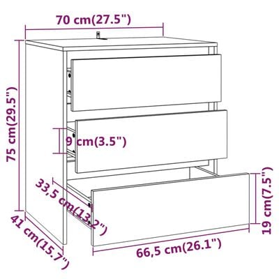 vidaXL Dressoir 70x41x75 cm spaanplaat zwart