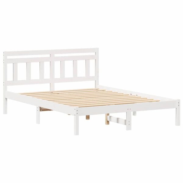 vidaXL Bedframe Wit 135 x 190 cm Massief grenenhout