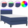vidaXL Boxspring met matras en LED stof blauw 90x190 cm