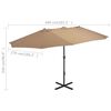 vidaXL Parasol met aluminium paal 460x270 cm taupe