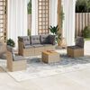 vidaXL 6-delige Loungeset met kussens poly rattan gemengd beige