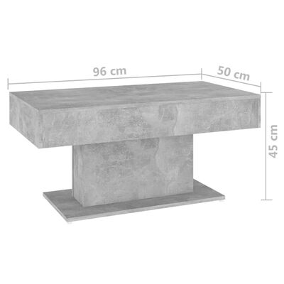 vidaXL Salontafel 96x50x45 cm bewerkt hout betongrijs