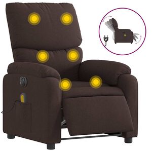 vidaXL Massagestoel elektrisch verstelbaar stof donkerbruin